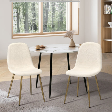 Set of Two Mila Teddy Boucle Fabric Dining Chairs | Premium Boucle Fabric Dining Chair Set