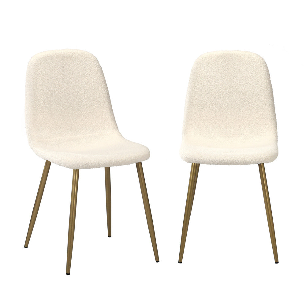 Set of Two Mila Teddy Boucle Fabric Dining Chairs | Premium Boucle Fabric Dining Chair Set