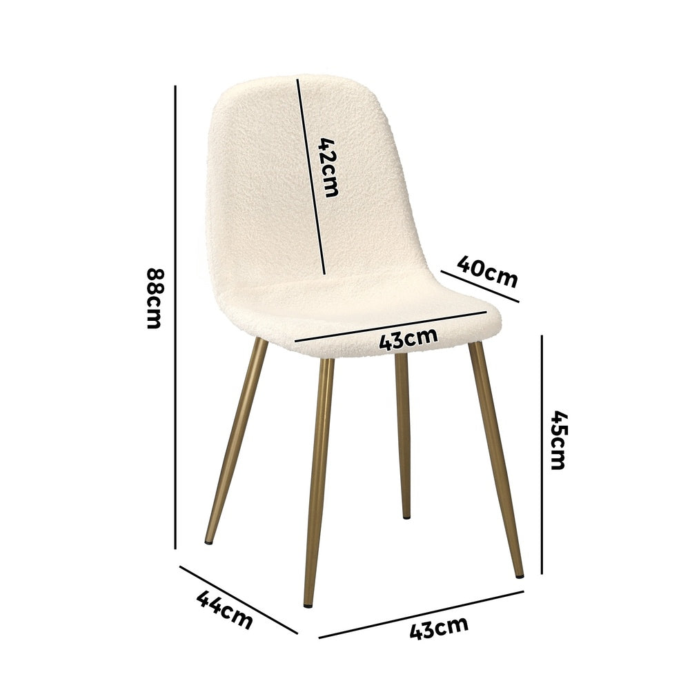 Set of Two Mila Teddy Boucle Fabric Dining Chairs | Premium Boucle Fabric Dining Chair Set