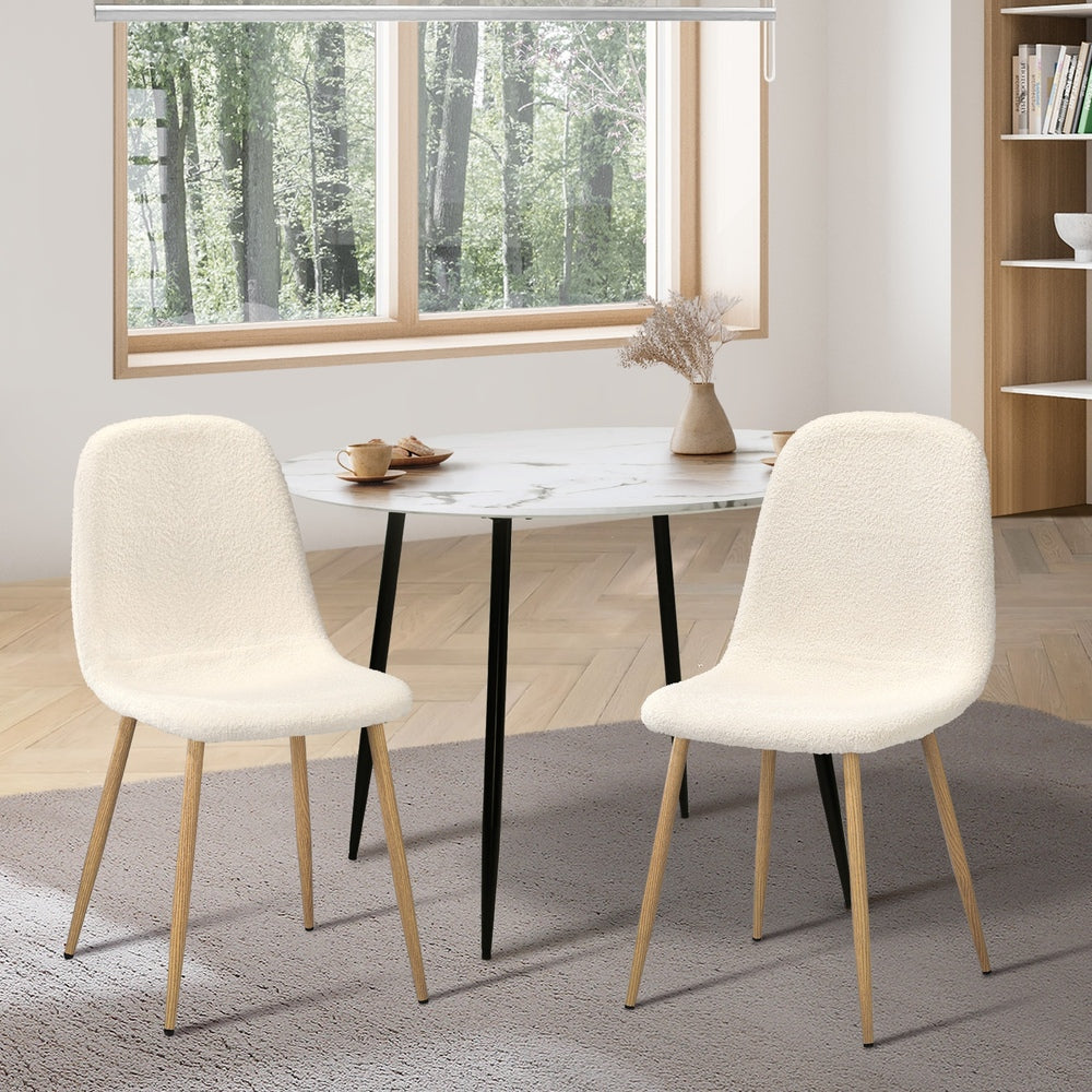 Set of Two Mila Teddy Boucle Fabric Dining Chairs | Premium Boucle Fabric Dining Chair Set