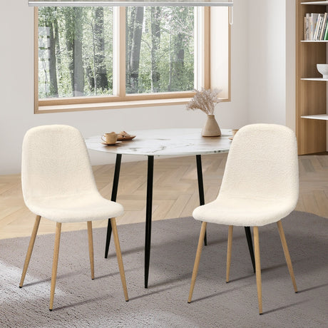 Set of Two Mila Teddy Boucle Fabric Dining Chairs | Premium Boucle Fabric Dining Chair Set