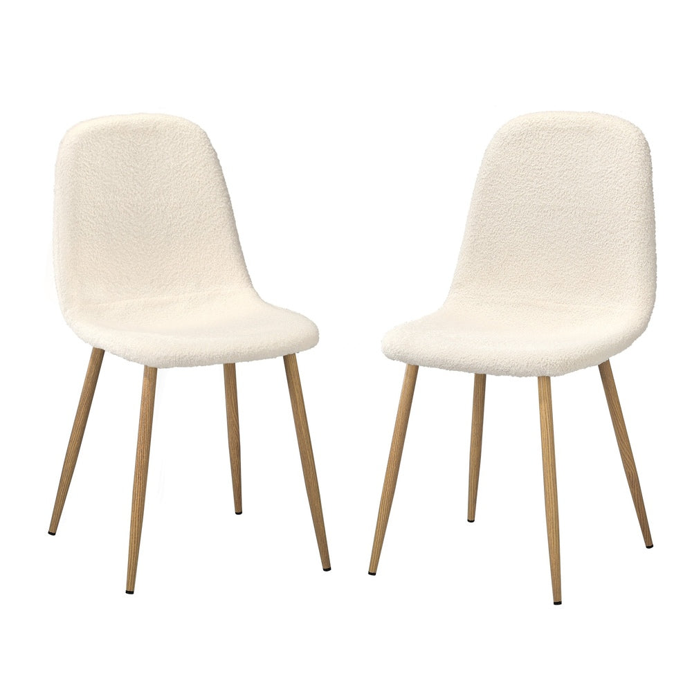 Set of Two Mila Teddy Boucle Fabric Dining Chairs | Premium Boucle Fabric Dining Chair Set
