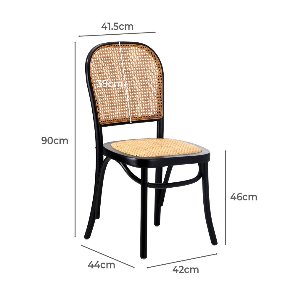 Set of Two Rialto Vintage Wooden Rattan Classic Dining Chairs | Stylish Retro Wooden Kitchen Dining Chairs