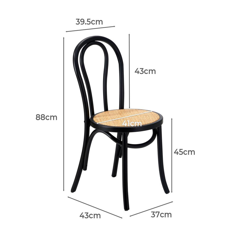 Set of Two Maruzzi Vintage Wooden Rattan Arched Dining Chairs | Stylish Retro Wooden Kitchen Dining Chairs