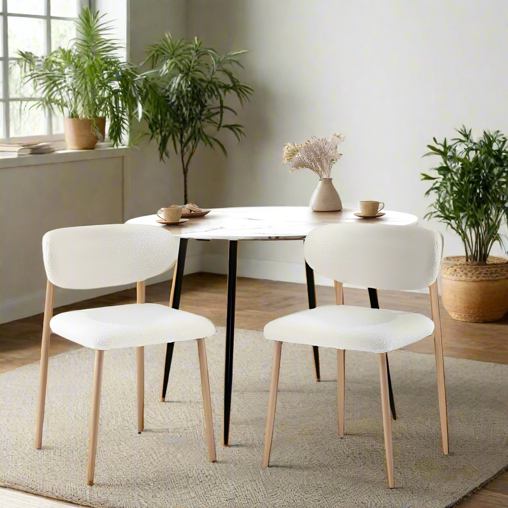 Set of Two Lexi Teddy Boucle Fabric Dining Chairs | Premium Boucle or Fabric Dining Chair Set