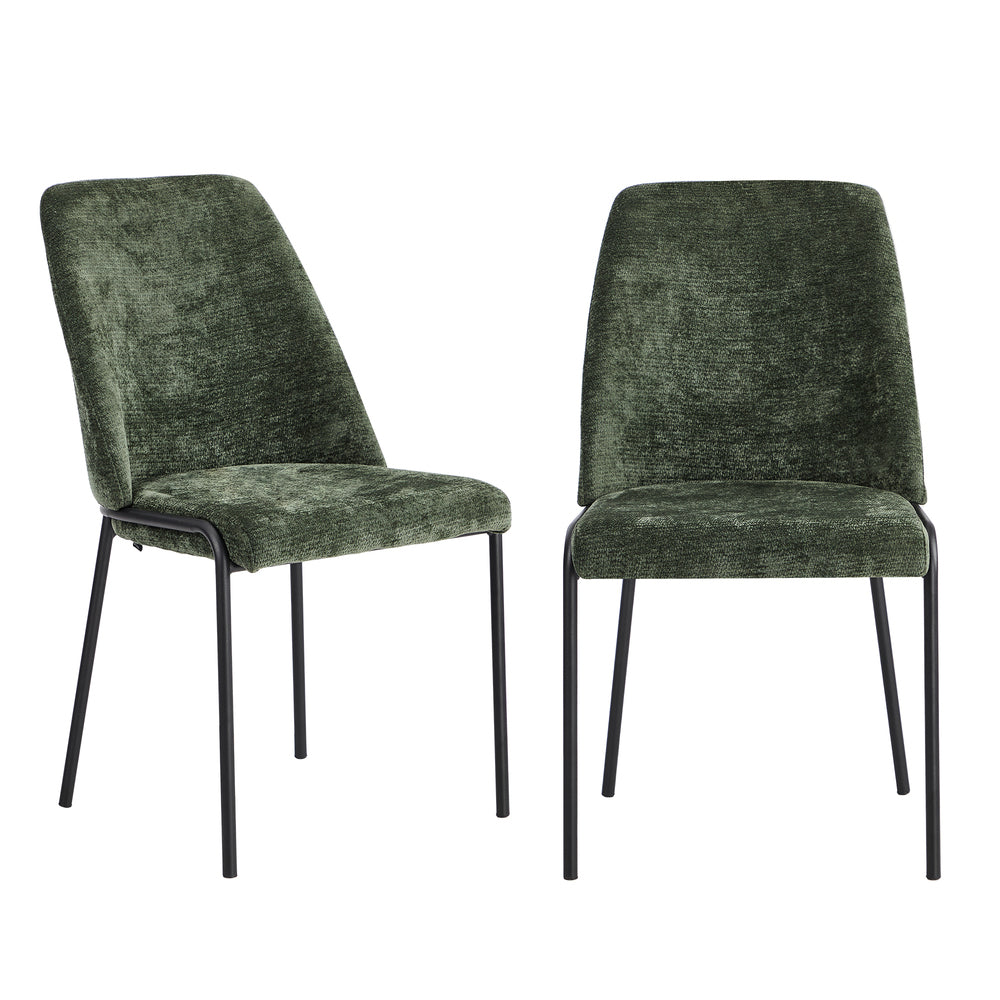 Set of Two Alegro Plush Chenille Fabric Dining Chairs | Premium Soft Touch Fabric Dining Chair Set