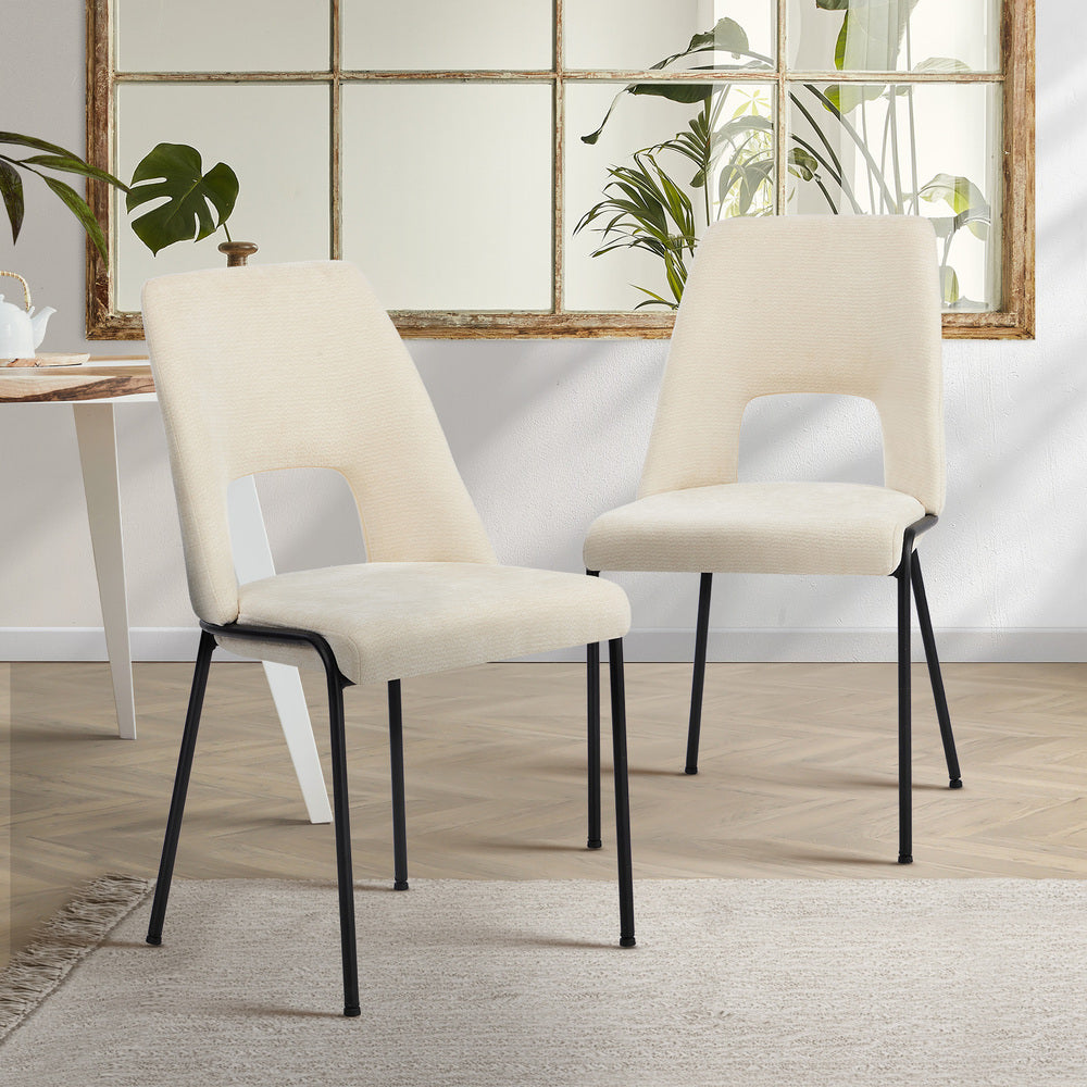 Set of Two Aspire Plush Chenille Fabric Dining Chairs | Premium Fabric Dining Chair Set