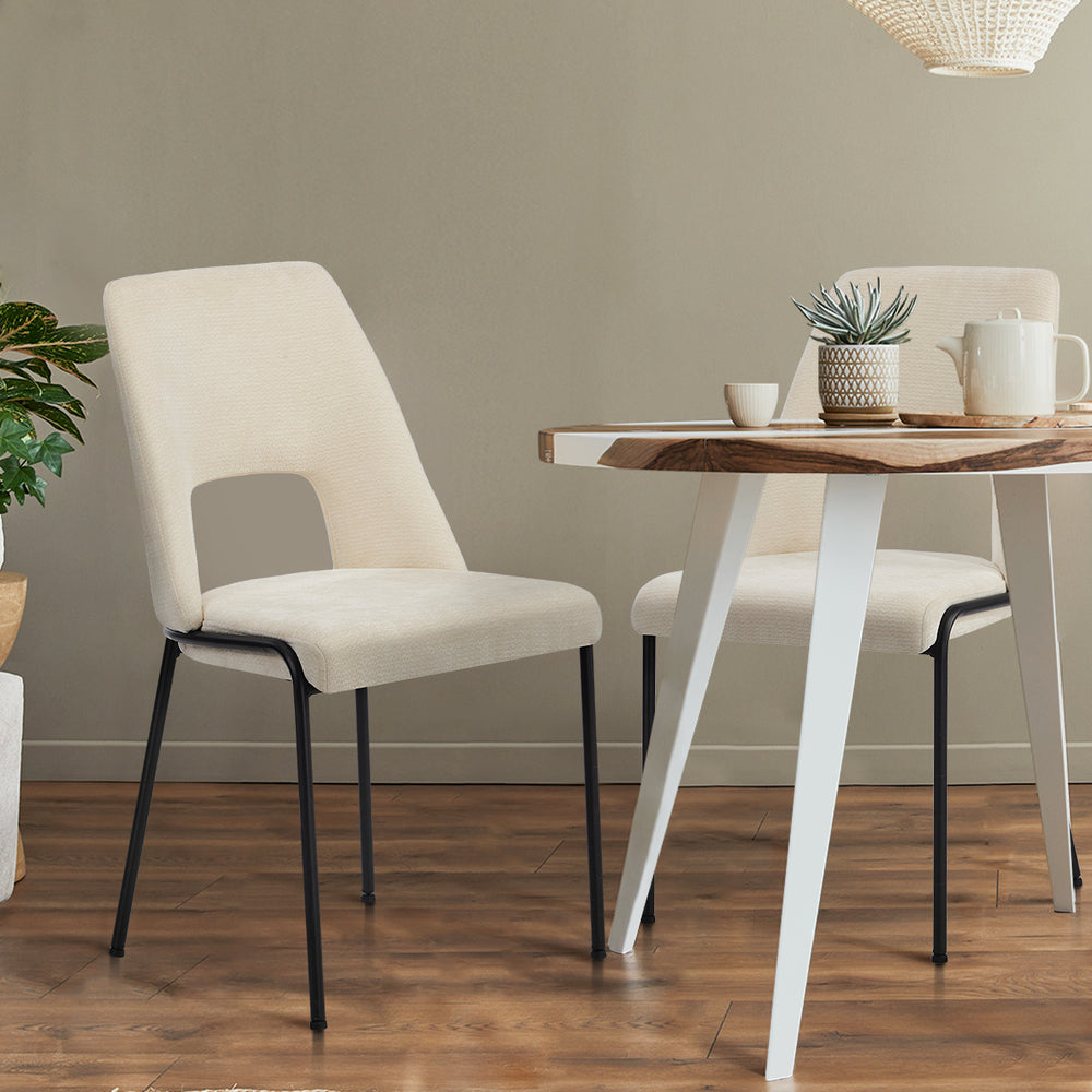 Set of Two Aspire Plush Chenille Fabric Dining Chairs | Premium Fabric Dining Chair Set