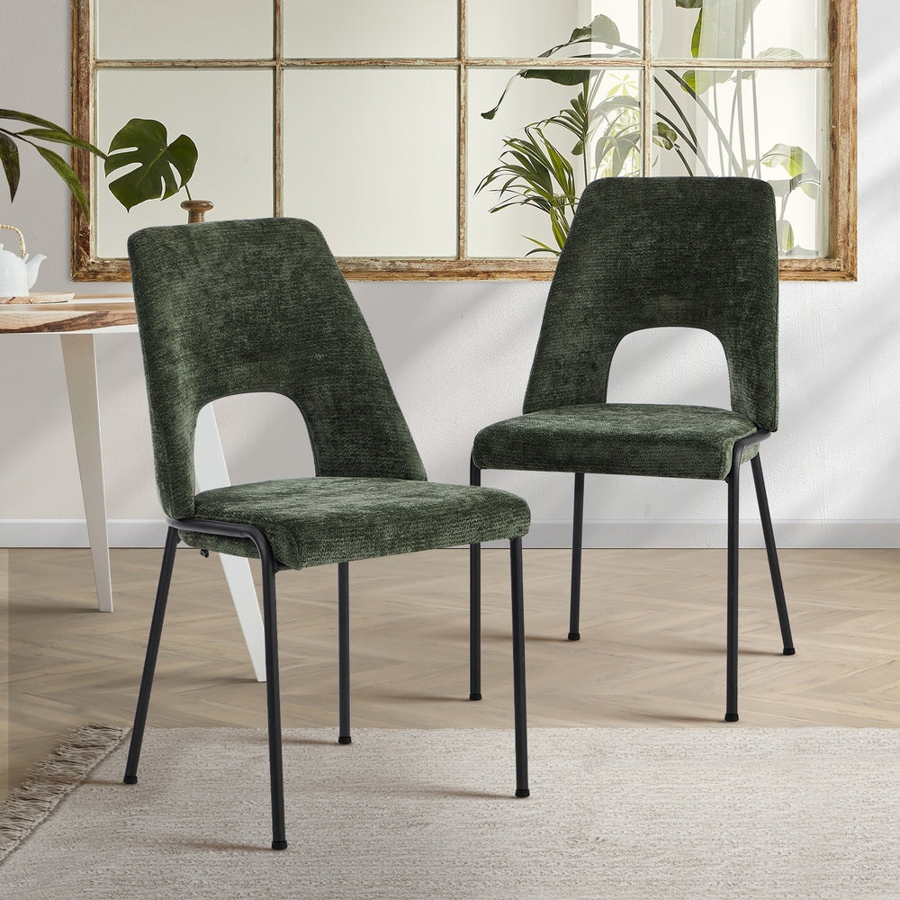Set of Two Aspire Plush Chenille Fabric Dining Chairs | Premium Fabric Dining Chair Set