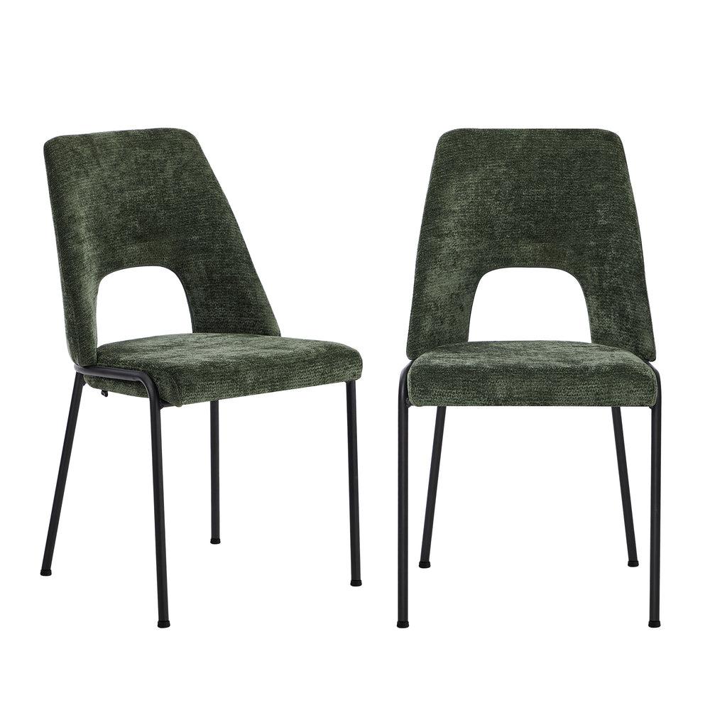 Set of Two Aspire Plush Chenille Fabric Dining Chairs | Premium Fabric Dining Chair Set