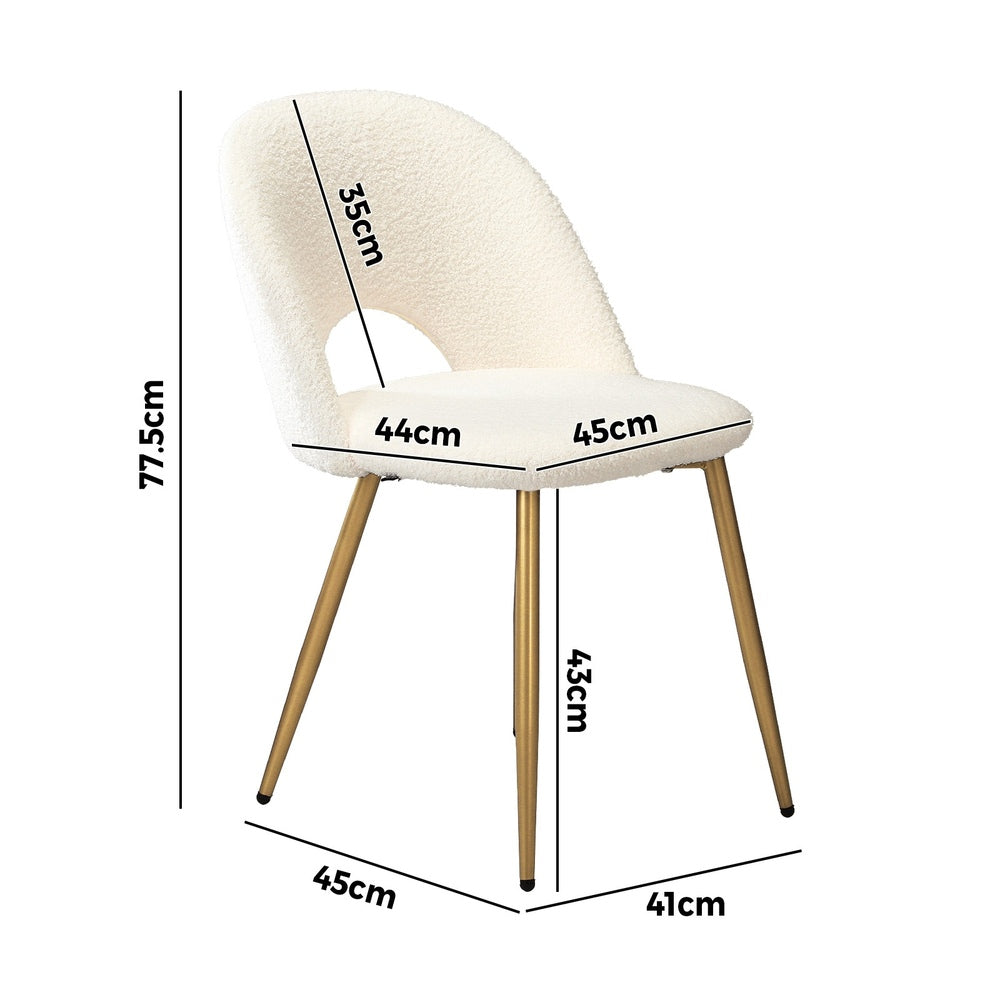 Set of Two Teddy Lilo Boucle Fabric Dining Chairs | Premium Boucle Fabric Dining Chair Set