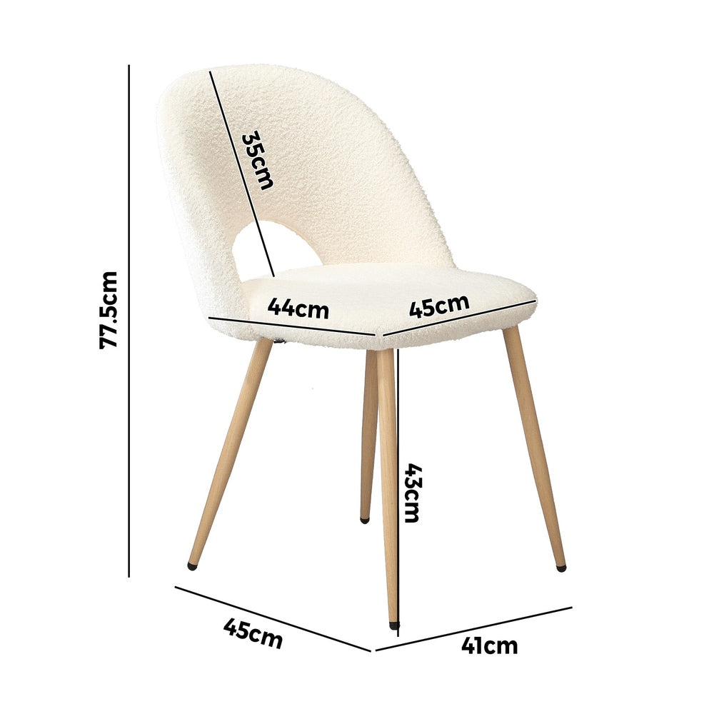 Set of Two Teddy Lilo Boucle Fabric Dining Chairs | Premium Boucle Fabric Dining Chair Set