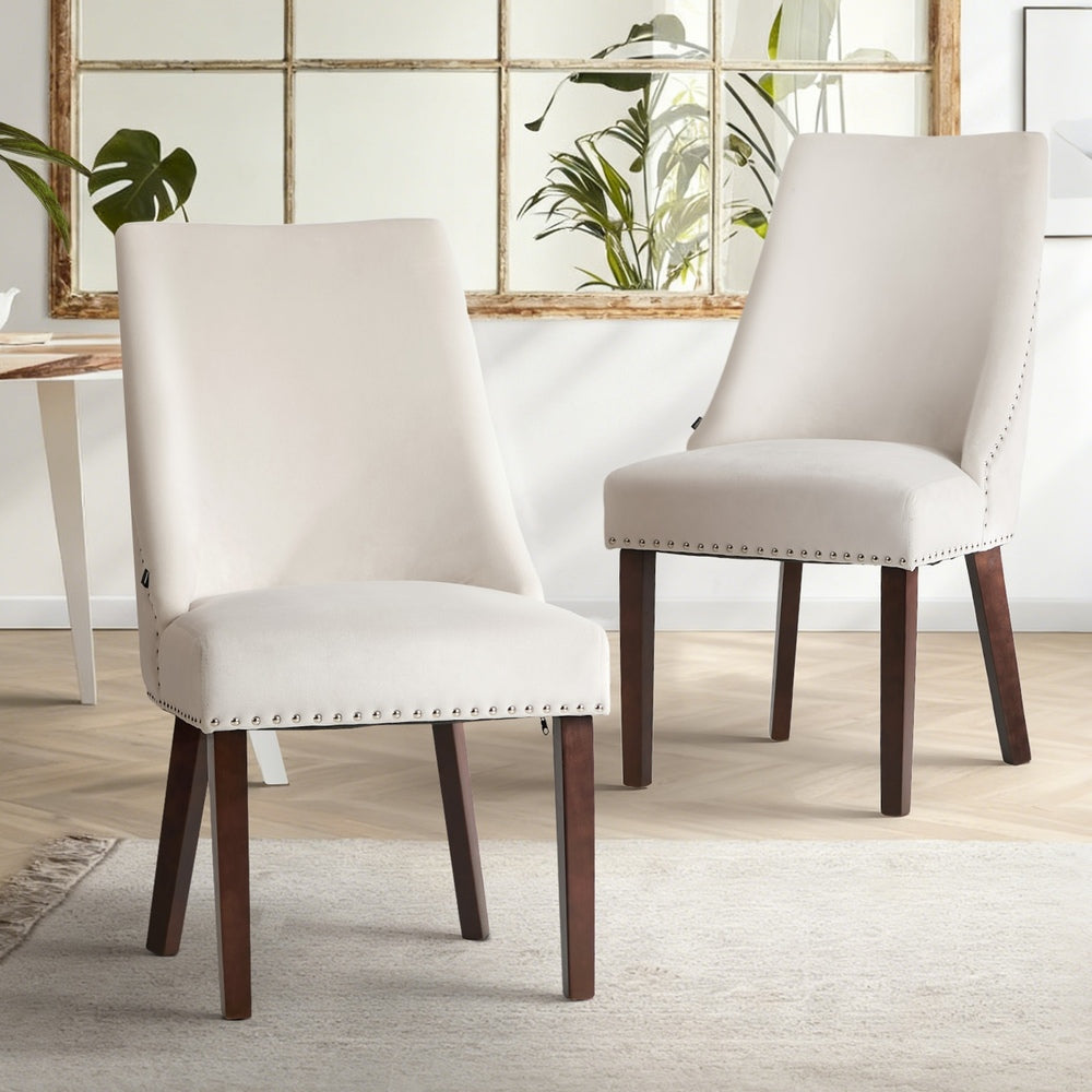 Set of Two Bordeaux Soft Padded Dining Chairs | Premium French Provincial Look Studded Dining Chairs