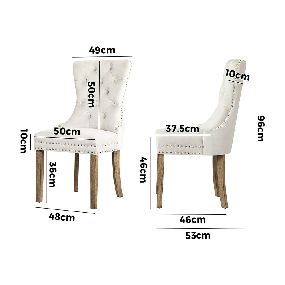 Set of Two Amelia Velet Soft Tufted Dining Chairs | French Provincial Plush Dining Chair Set