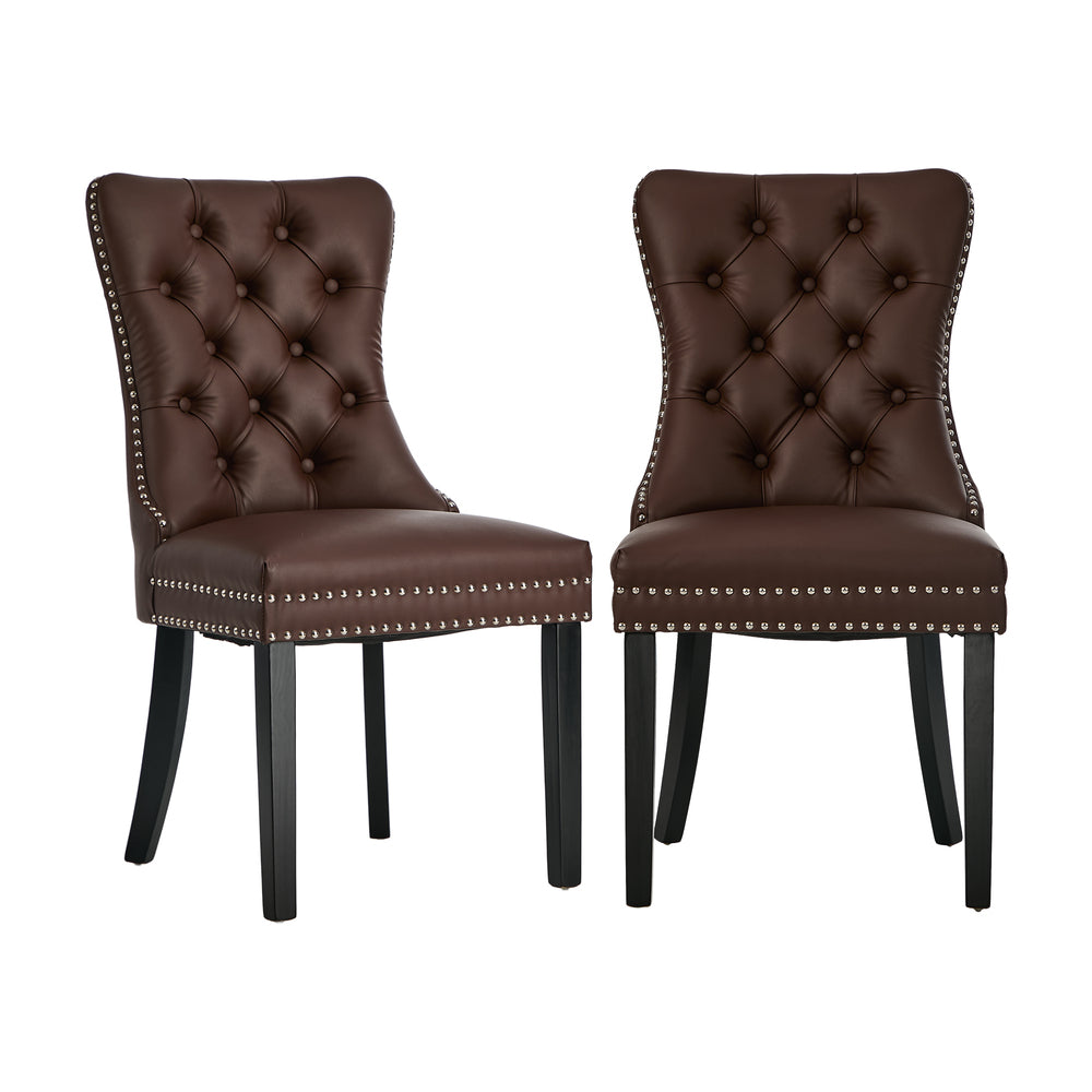 Set of Two Amelia Velet Soft Tufted Dining Chairs | French Provincial Plush Dining Chair Set