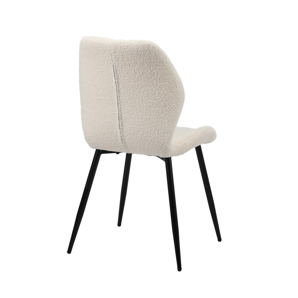 Set of Two Sierra Boucle Fabric Dining Chairs | Premium White Boucle Fabric Dining Chair Set