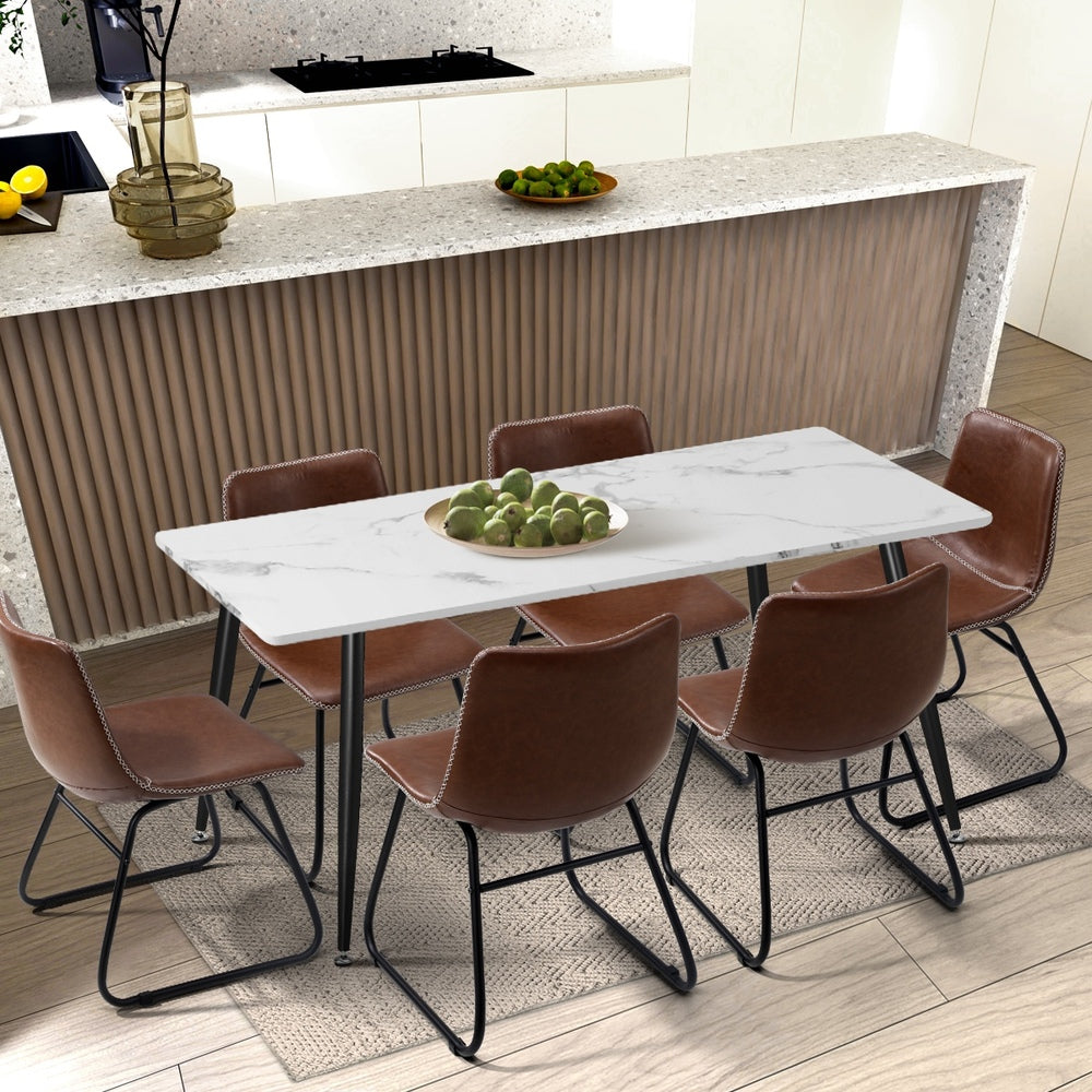 Set of 2 Sorrento PU Leather Soft Padded Dining Room Chairs | Slim PU Leather Modern Dining Chairs Set