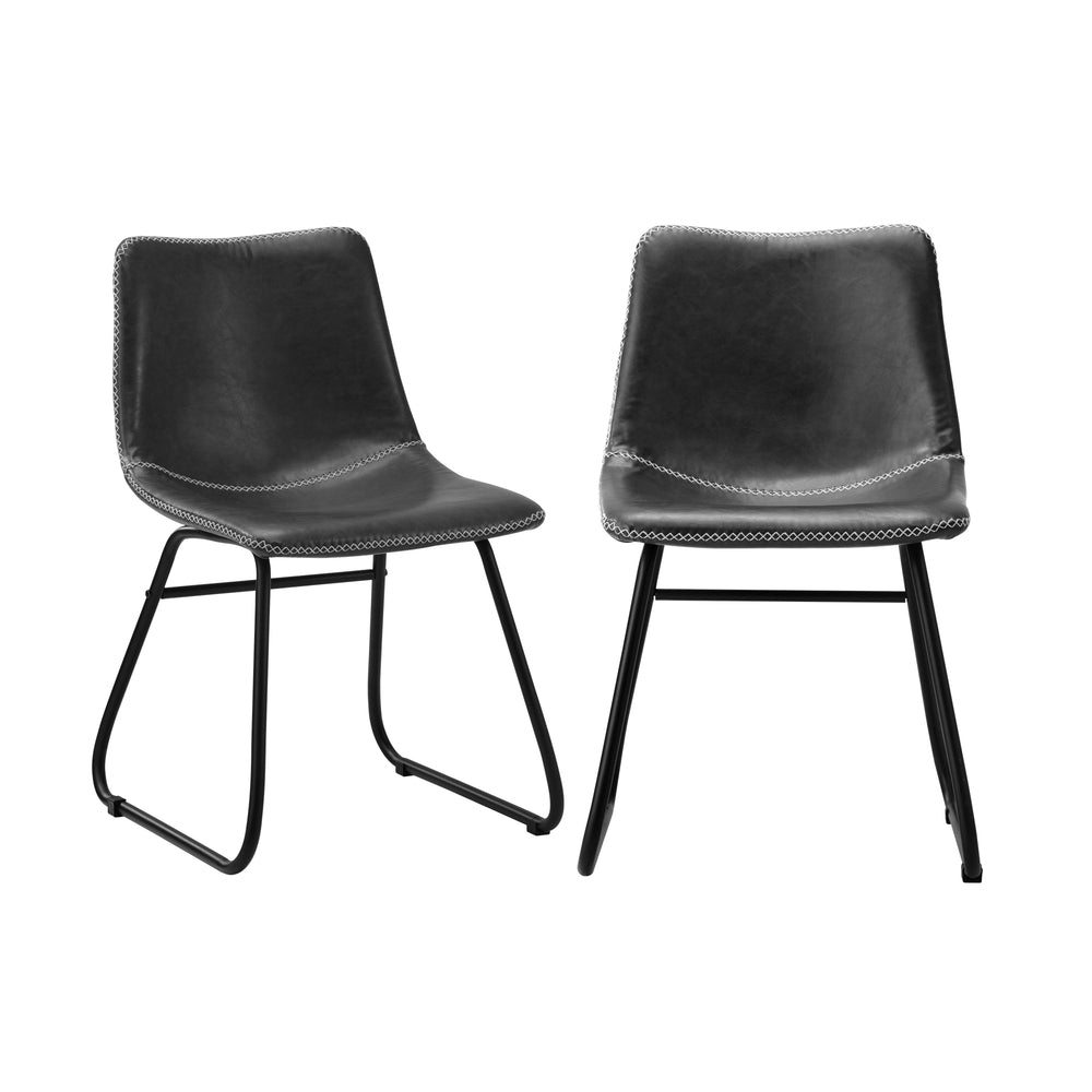 Set of 2 Sorrento PU Leather Soft Padded Dining Room Chairs | Slim PU Leather Modern Dining Chairs Set