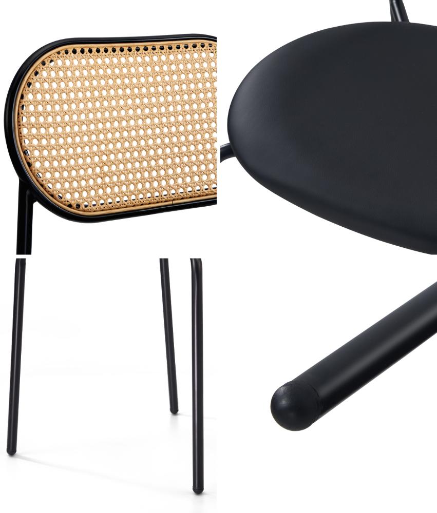 Set of Two Rearo Vintage Wooden Rattan Dining Chairs | Stylish Retro Wooden Kitchen Dining Chairs