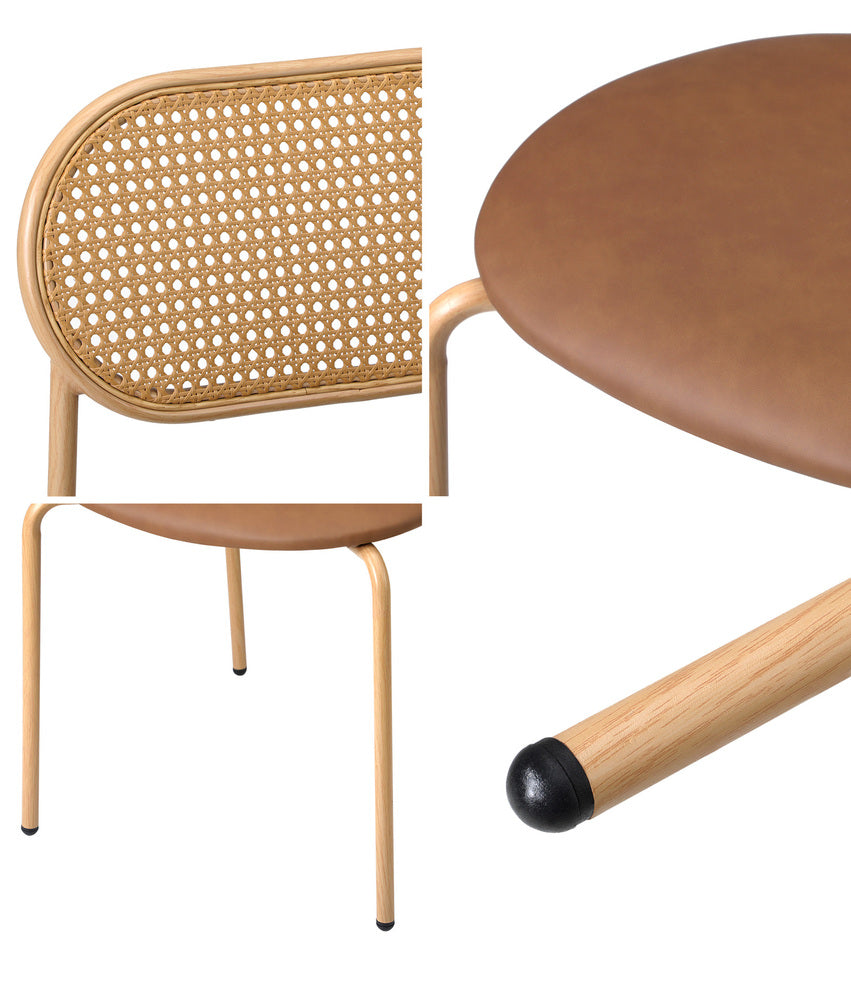 Set of Two Rearo Vintage Wooden Rattan Dining Chairs | Stylish Retro Wooden Kitchen Dining Chairs