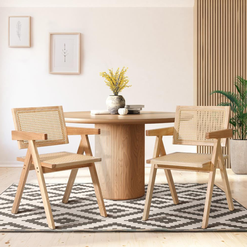 Set of Two Amolfo Designer Dining Chairs | Retro Style Wooden Variety Dining Chairs