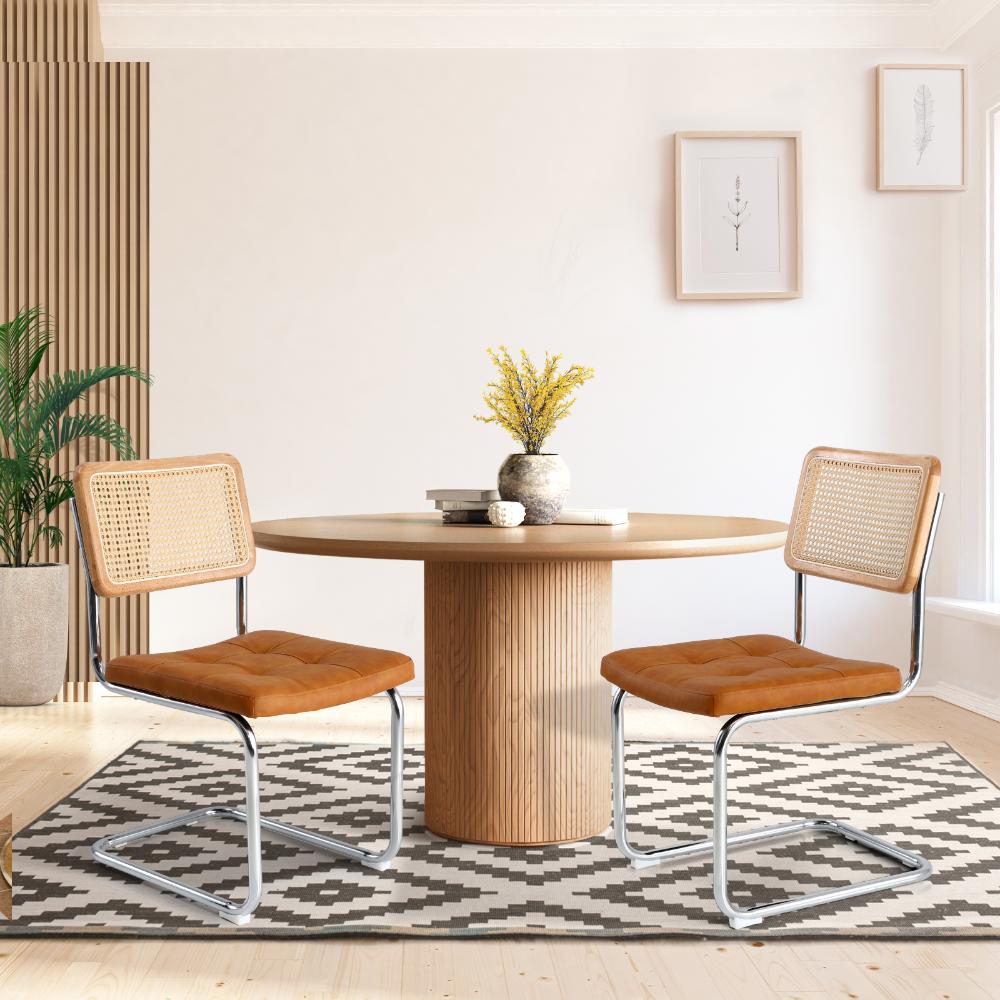 Set of Two Amolfo Designer Dining Chairs | Retro Style Wooden Variety Dining Chairs