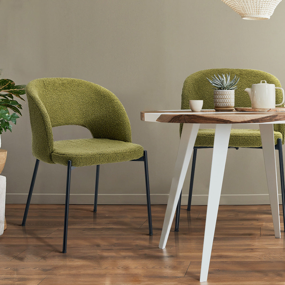 Set of Two Teddy Millie Boucle Fabric Dining Chairs | Premium Boucle or Fabric Dining Chair Set