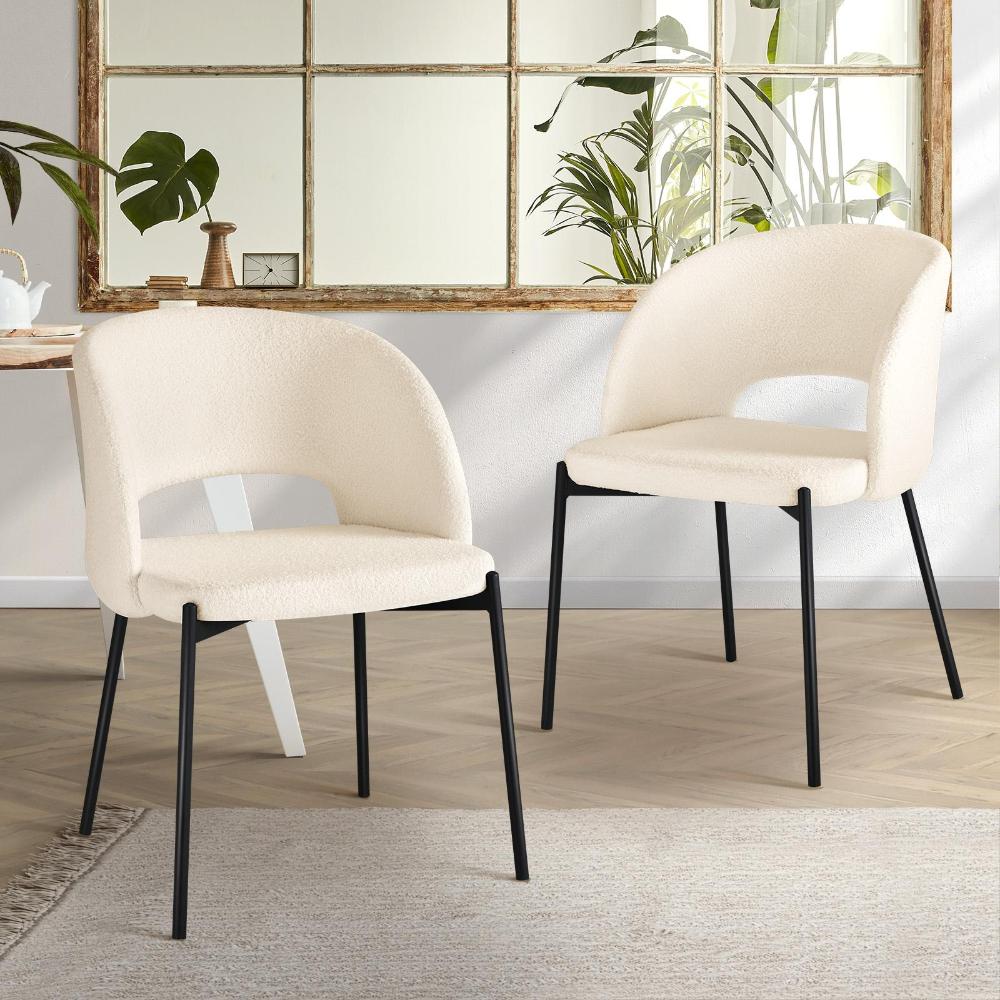 Set of Two Teddy Millie Boucle Fabric Dining Chairs | Premium Boucle or Fabric Dining Chair Set