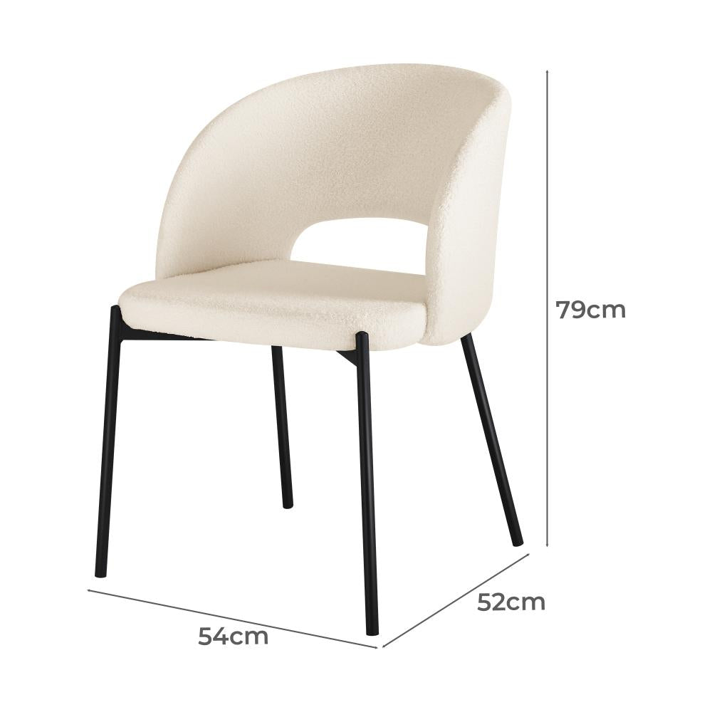 Set of Two Teddy Millie Boucle Fabric Dining Chairs | Premium Boucle or Fabric Dining Chair Set