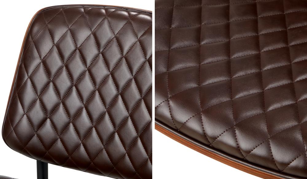 Set of Two Miami Eamos PU Leather Metal Dining Chairs | Retro Metal Wood PU Leather Dining Chair Set