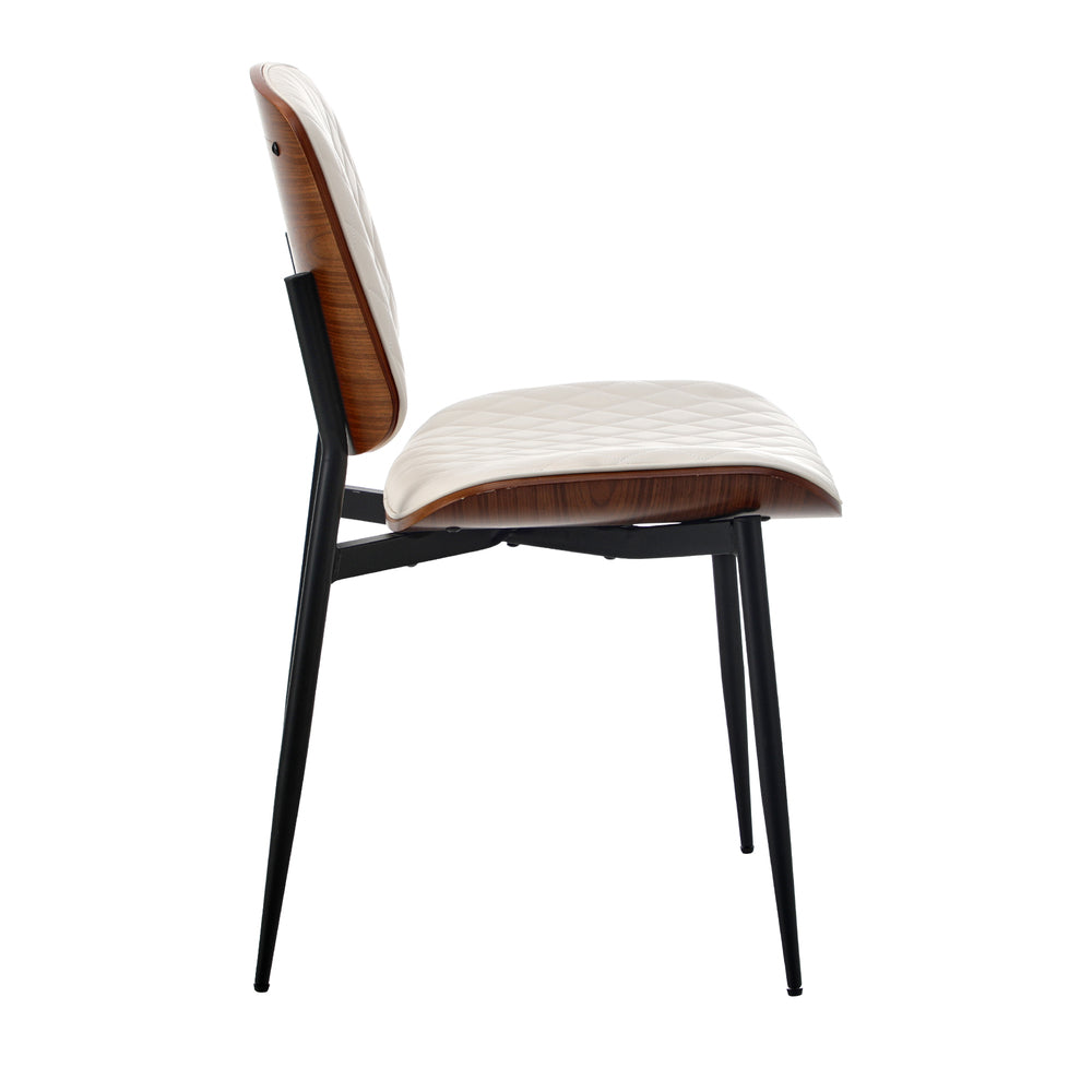 Set of Two Miami Eamos PU Leather Metal Dining Chairs | Retro Metal Wood PU Leather Dining Chair Set