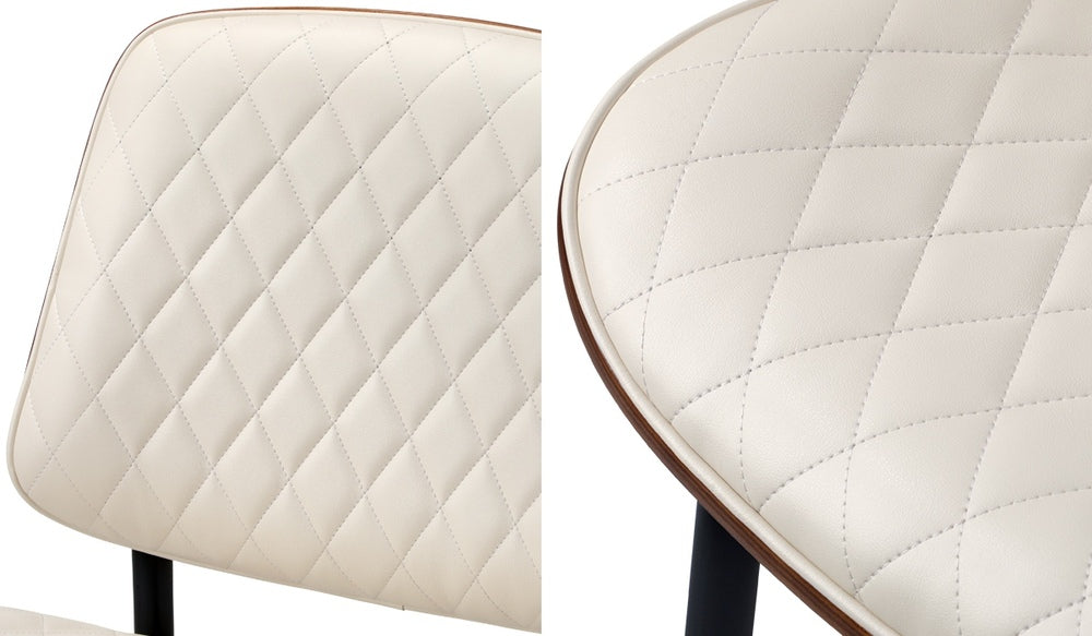 Set of Two Miami Eamos PU Leather Metal Dining Chairs | Retro Metal Wood PU Leather Dining Chair Set