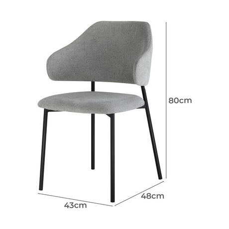 Set of Two Sierra Luxe Winged Boucle Fabric Dining Chairs | Premium Boucle or Fabric Dining Chair Set