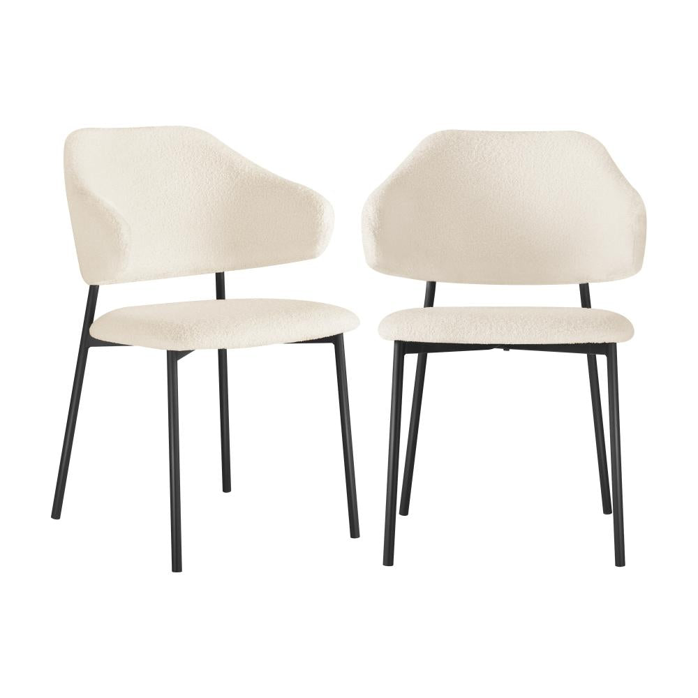 Set of Two Sierra Luxe Winged Boucle Fabric Dining Chairs | Premium Boucle or Fabric Dining Chair Set