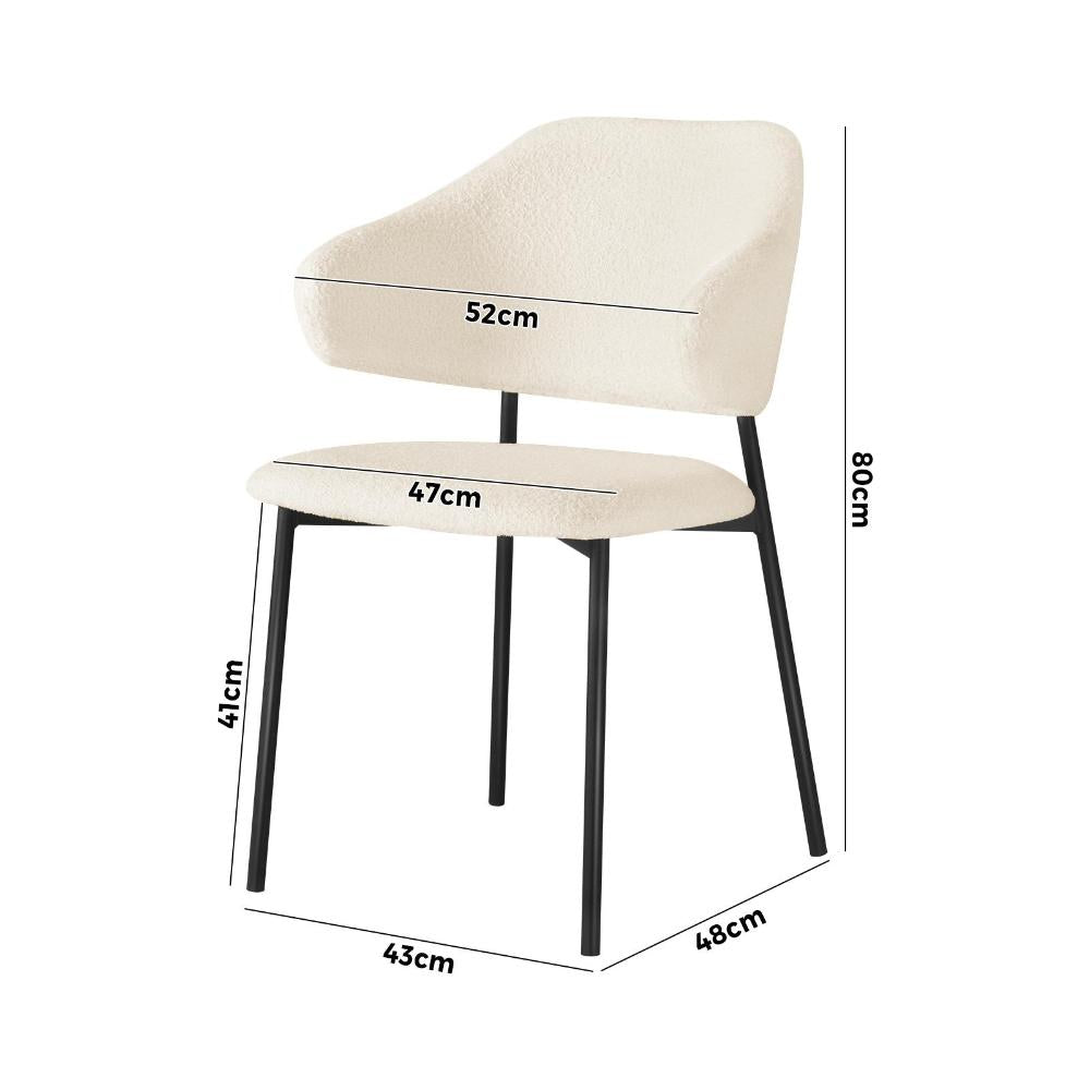 Set of Two Sierra Luxe Winged Boucle Fabric Dining Chairs | Premium Boucle or Fabric Dining Chair Set