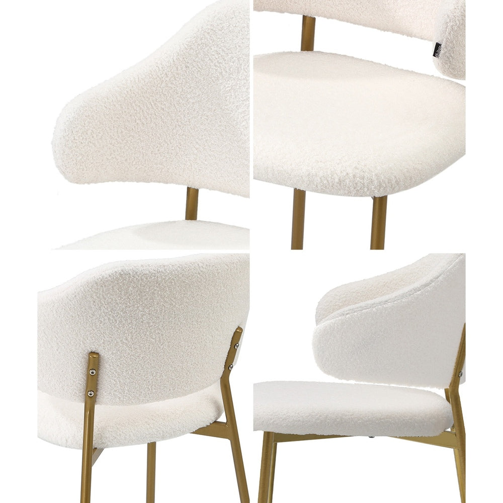 Set of Two Sierra Luxe Winged Boucle Fabric Dining Chairs | Premium Boucle or Fabric Dining Chair Set