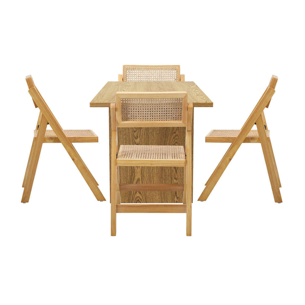 Amolfo Premium 180cm Dining Table and Rattan Chairs Set | 5-7 Seater Modern Dining Table Set with Foldable Chairs