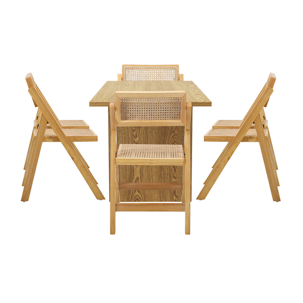 Amolfo Premium 180cm Dining Table and Rattan Chairs Set | 5-7 Seater Modern Dining Table Set with Foldable Chairs