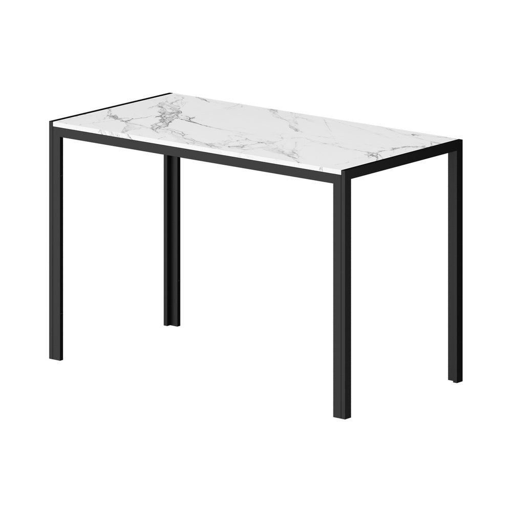 Kiara 5 Piece Slimline Retro Marble Style Dining Set | Premium PU Leather Dining Chairs and 120cm Table Set