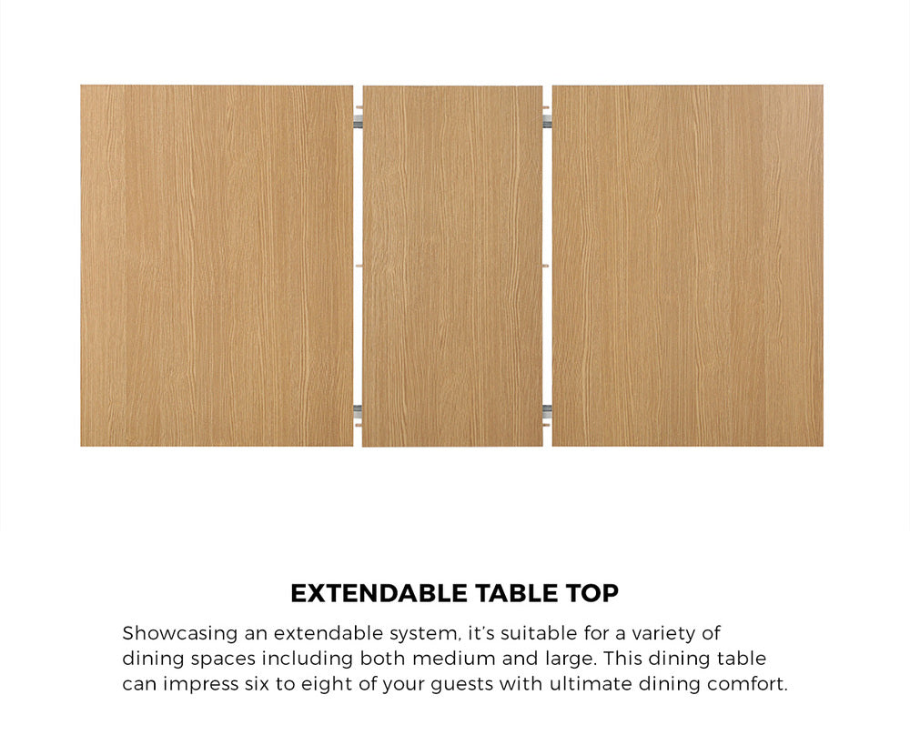 Palermo 160-200cm Extendable Dining Table Set | 7 Piece Premium Dining Table and White Padded Chairs Package