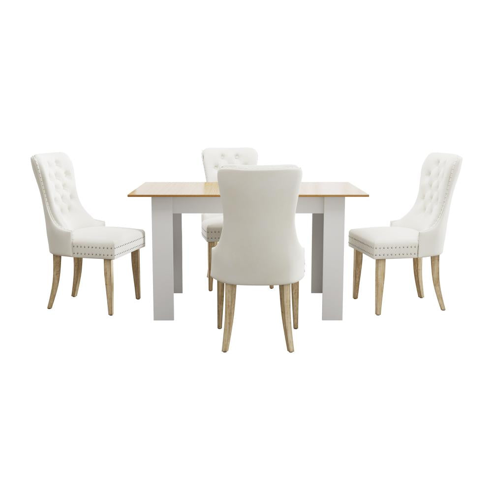 Scarlet Luxe Extendable 120-160cm Dining Table Set | 5-7 Seater Premium Modern Dining Table With Tuffted Velet Dining Chairs