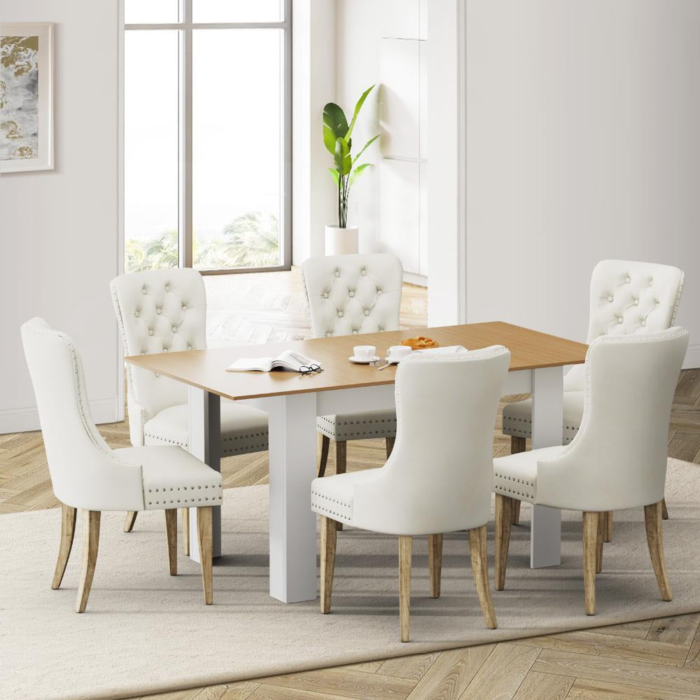 Scarlet Luxe Extendable 120-160cm Dining Table Set | 5-7 Seater Premium Modern Dining Table With Tuffted Velet Dining Chairs