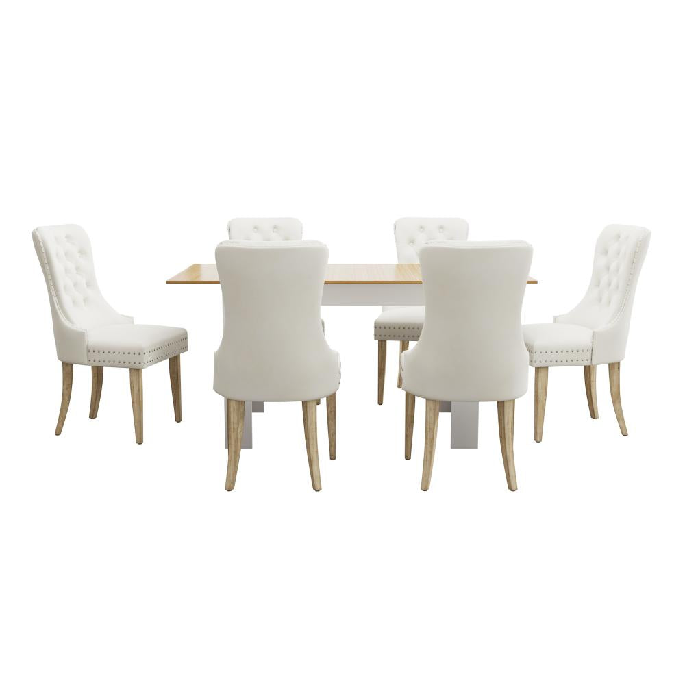Scarlet Luxe Extendable 120-160cm Dining Table Set | 5-7 Seater Premium Modern Dining Table With Tuffted Velet Dining Chairs