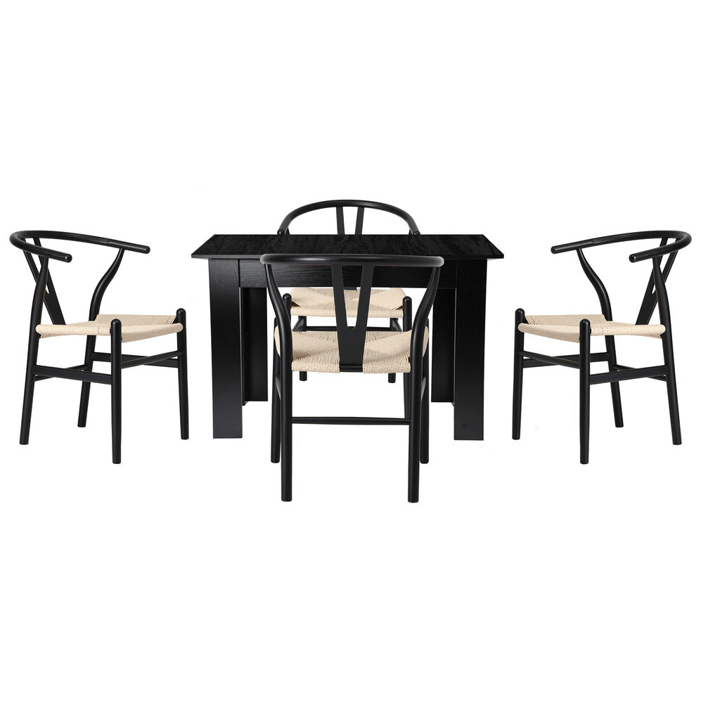 Replica Wishbone Nero Extendable 120-160cm Dining Table Set | 5-7 Seater Premium Modern Dining Table Set