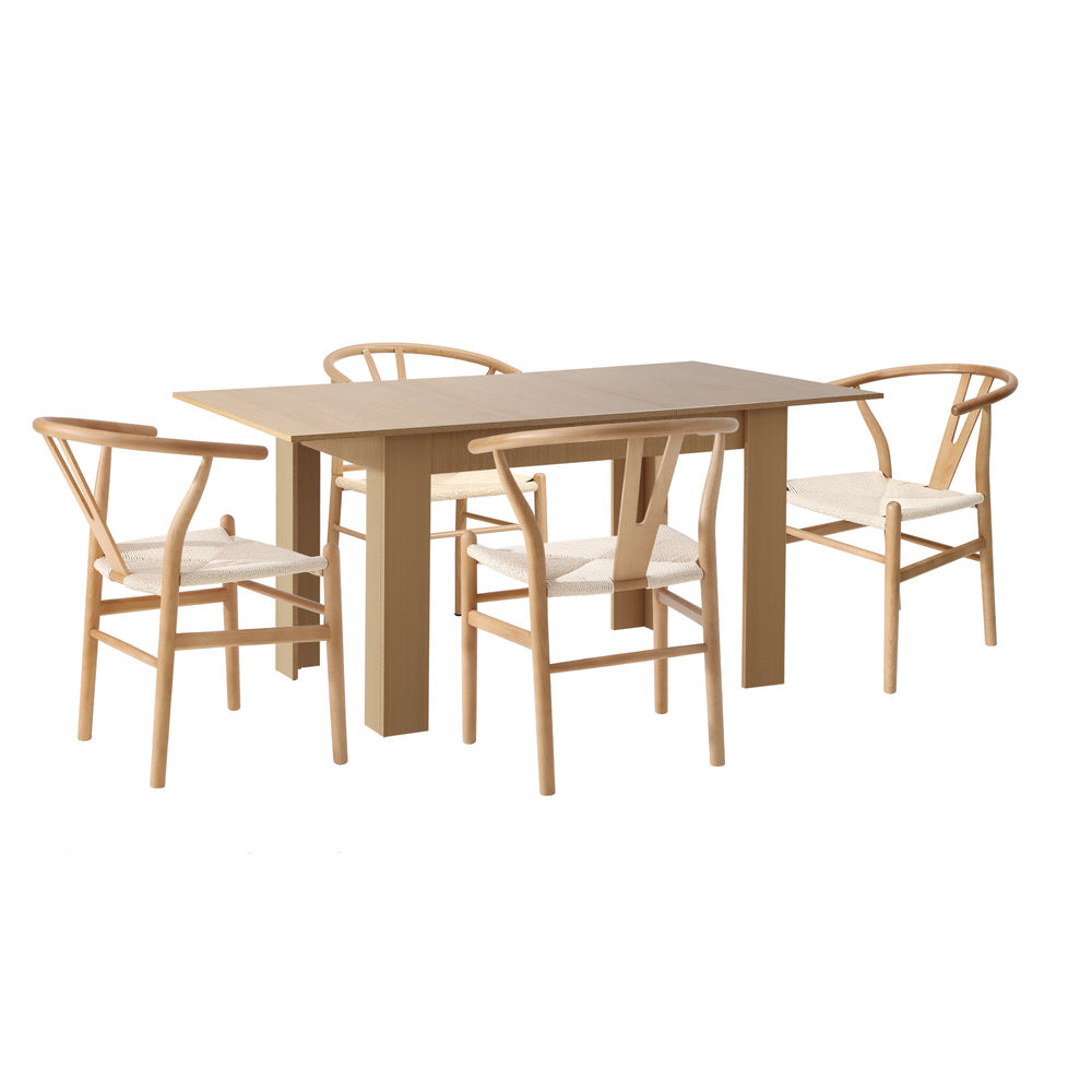 Replica Wishbone Extendable 120-160cm Dining Table Set | 5-7 Seater Premium Modern Dining Table Set