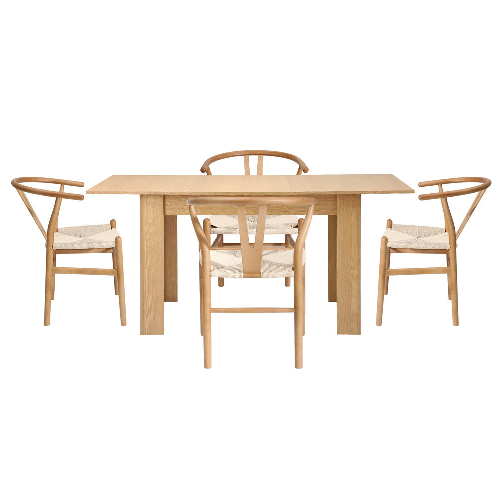 Replica Wishbone Extendable 120-160cm Dining Table Set | 5-7 Seater Premium Modern Dining Table Set