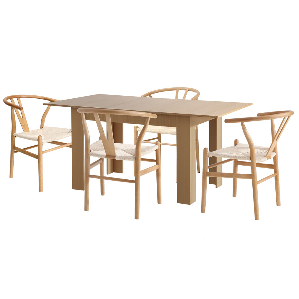 Replica Wishbone Extendable 120-160cm Dining Table Set | 5-7 Seater Premium Modern Dining Table Set