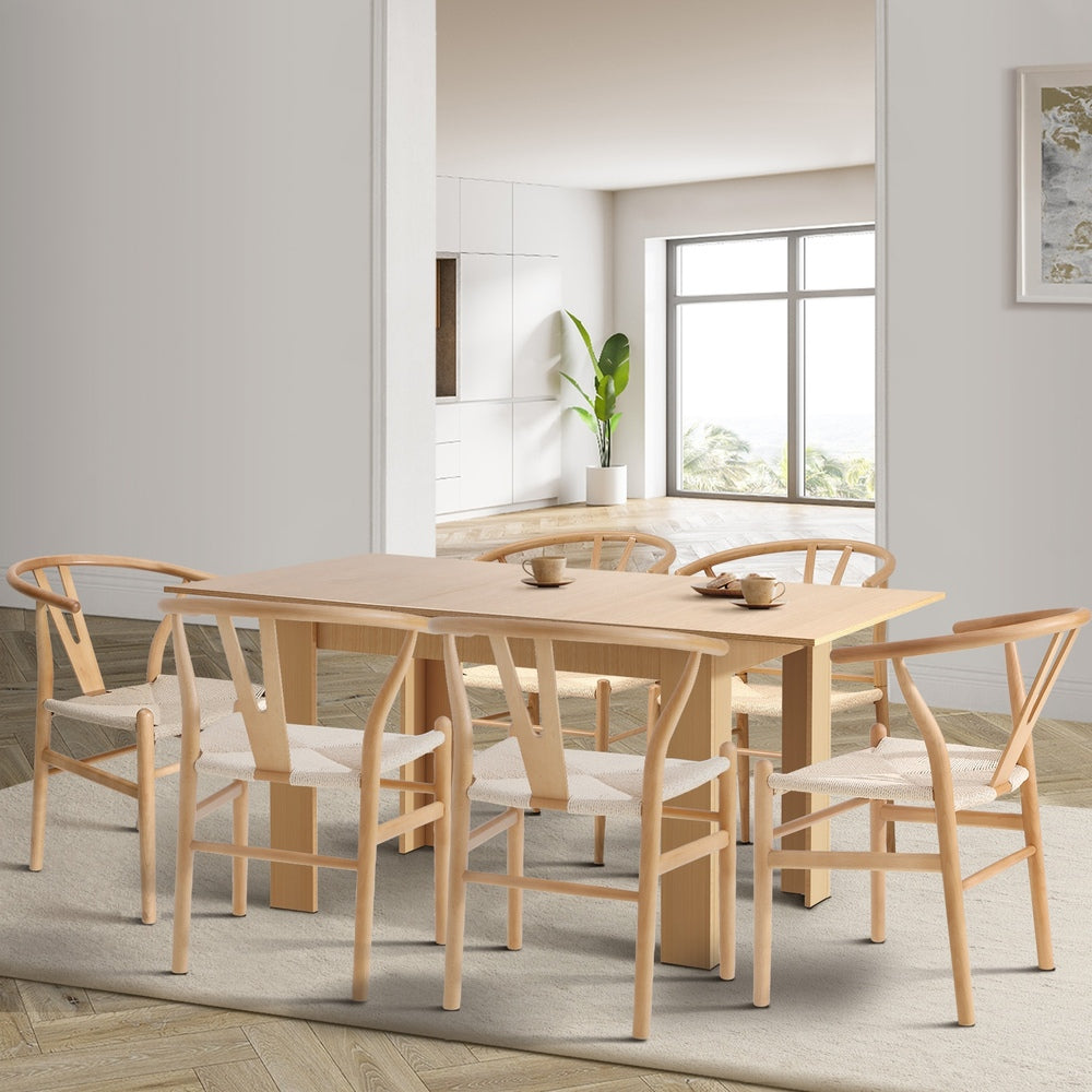 Replica Wishbone Extendable 120-160cm Dining Table Set | 5-7 Seater Premium Modern Dining Table Set