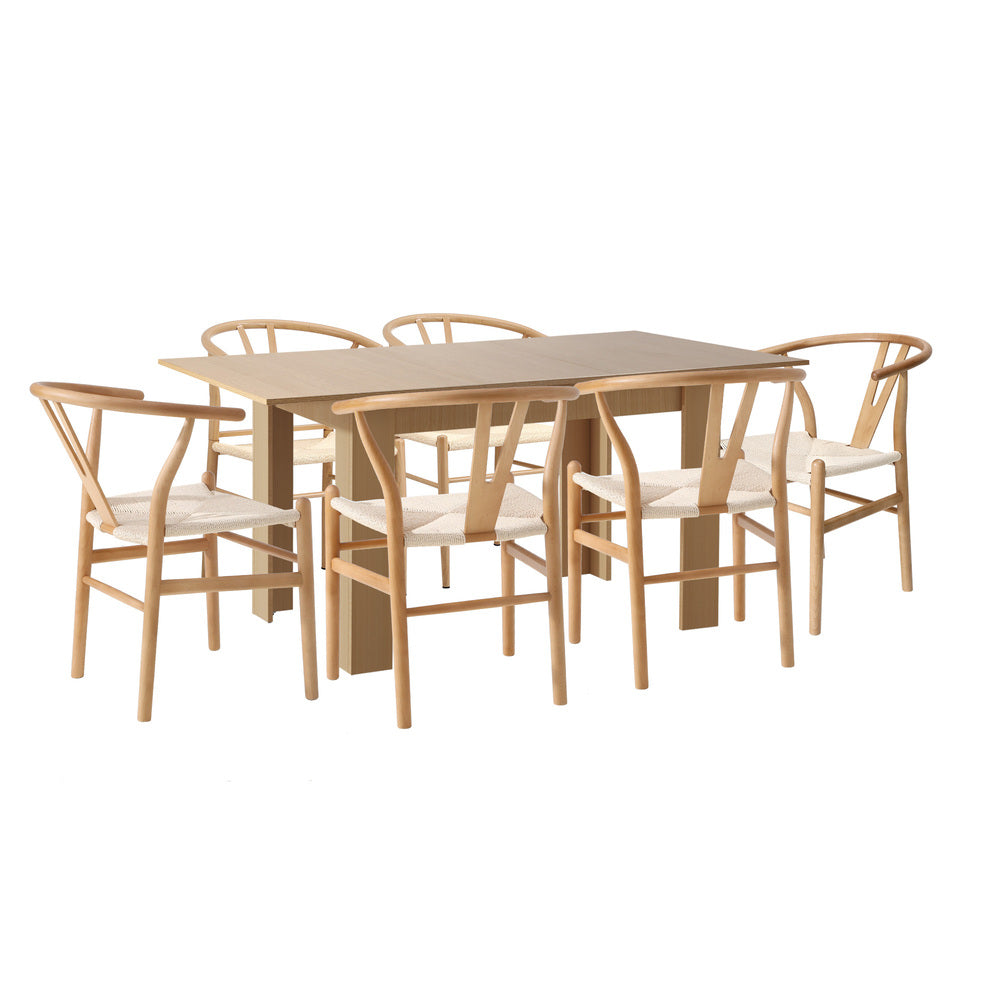 Replica Wishbone Extendable 120-160cm Dining Table Set | 5-7 Seater Premium Modern Dining Table Set