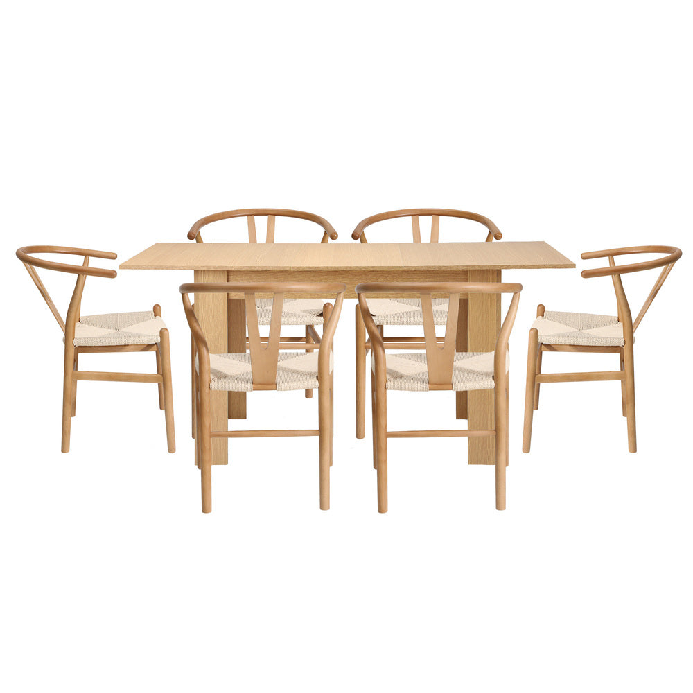 Replica Wishbone Extendable 120-160cm Dining Table Set | 5-7 Seater Premium Modern Dining Table Set